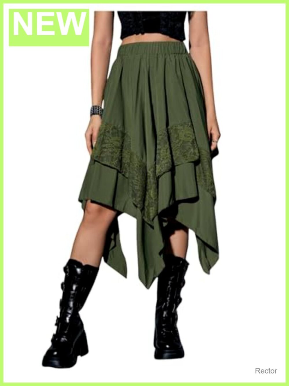 Verdusa Women's Renaissance Lace Asymmetrical High Low A-Line Flowy Midi Skirt